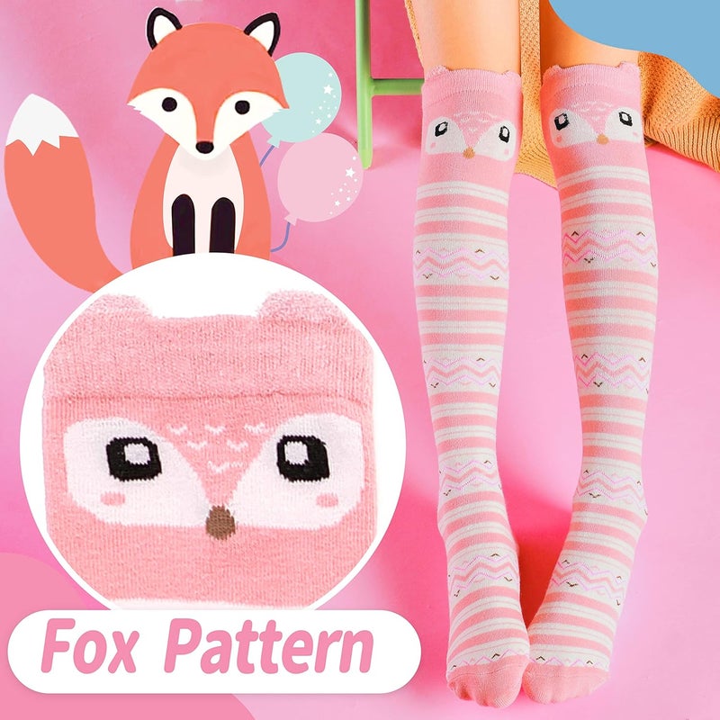 ANTSANG Kids Girls Knee High Socks Long Boot Crazy Silly Fun Gift Cute Tall Animal Socks for Child 6 Pairs - Image 3